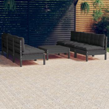 ARDEBO.de - 7-tlg. Garten-Lounge-Set mit Anthrazit Kissen Kiefernholz