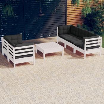 ARDEBO.de - 6-tlg. Garten-Lounge-Set mit Anthrazit Kissen Kiefernholz