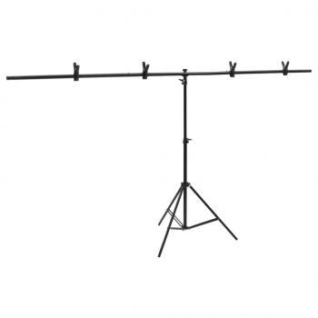 Hintergrundständer T-Form Schwarz 201x60x(70-200) cm