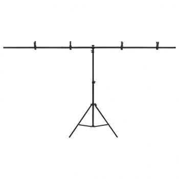 Hintergrundständer T-Form Schwarz 201x60x(70-200) cm