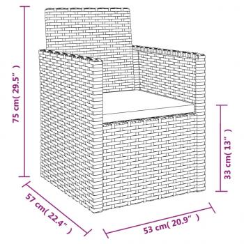 3-tlg. Garten-Sofagarnitur mit Kissen Schwarz Poly Rattan