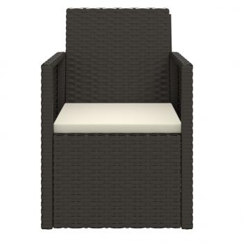 3-tlg. Garten-Sofagarnitur mit Kissen Schwarz Poly Rattan