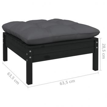 13-tlg. Garten-Lounge-Set mit Kissen Schwarz Kiefernholz