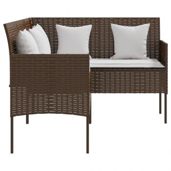 5-tlg. Sofagarnitur in L-Form mit Kissen Poly Rattan Braun