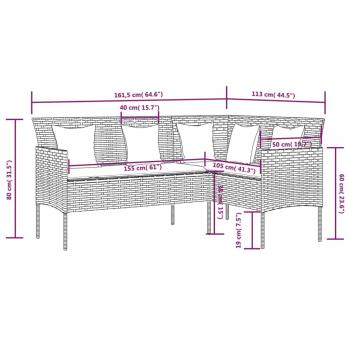 5-tlg. Sofagarnitur in L-Form mit Kissen Poly Rattan Grau