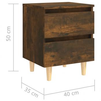 Nachttische 2 Stk. Massivholz-Beinen Räuchereiche 40x35x50 cm