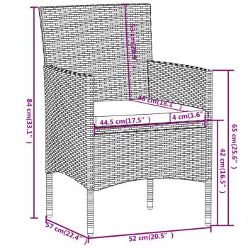 3-tlg. Garten-Essgruppe Poly Rattan Grau