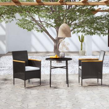 ARDEBO.de - 3-tlg. Garten-Essgruppe Poly Rattan Schwarz 