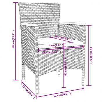 3-tlg. Garten-Essgruppe Poly Rattan Schwarz 