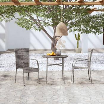 ARDEBO.de - 3-tlg. Garten-Essgruppe Poly Rattan Grau