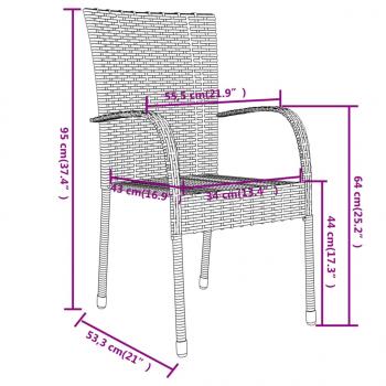 3-tlg. Garten-Essgruppe Poly Rattan Grau