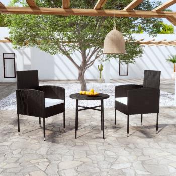 ARDEBO.de - 3-tlg. Garten-Essgruppe Poly Rattan Schwarz 