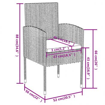 3-tlg. Garten-Essgruppe Poly Rattan Schwarz 