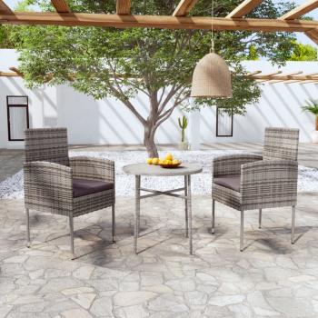 ARDEBO.de - 3-tlg. Garten-Essgruppe Poly Rattan Anthrazit