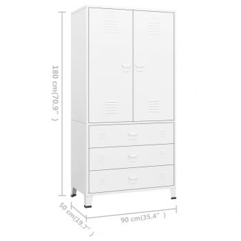 Industrial Kleiderschrank Weiß 90x50x180 cm Metall