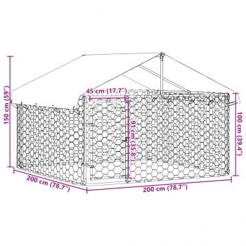 Outdoor-Hundezwinger mit Dach 200x200x150 cm