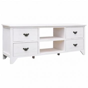 ARDEBO.de - TV-Schrank Antik-Weiß 108x30x40 cm Massivholz Paulownia