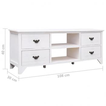 TV-Schrank Antik-Weiß 108x30x40 cm Massivholz Paulownia