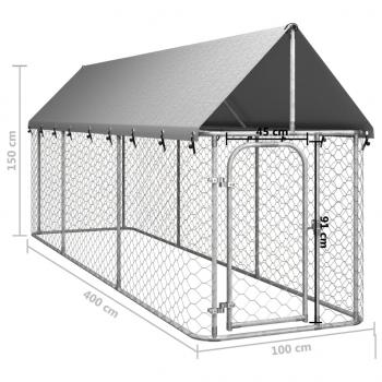 Outdoor-Hundezwinger mit Dach 400x100x150 cm