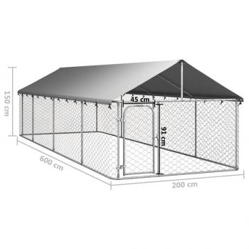 Outdoor-Hundezwinger mit Dach 600x200x150 cm