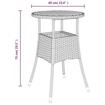 Gartentisch Ø60x75 cm Akazienholz und Poly Rattan Schwarz