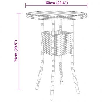 Gartentisch Ø60x75 cm Akazienholz und Poly Rattan Grau