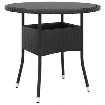 ARDEBO.de - Gartentisch Ø80x75 cm Hartglas und Poly Rattan Schwarz