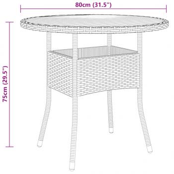 Gartentisch Ø80x75 cm Akazienholz und Poly Rattan Schwarz