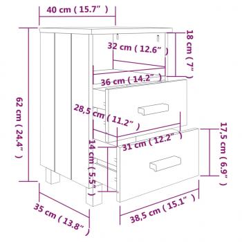 Nachttische HAMAR 2 Stk. Honigbraun 40x35x62 cm Massivholz