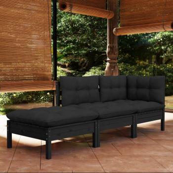 ARDEBO.de - 3-tlg. Garten-Lounge-Set mit Kissen Massivholz Kiefer