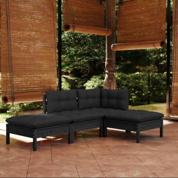 ARDEBO.de - 4-tlg. Garten-Lounge-Set mit Kissen Kiefer Massivholz