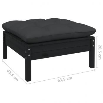 7-tlg. Garten-Lounge-Set mit Kissen Schwarz Kiefer Massivholz