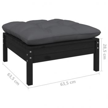 12-tlg. Garten-Lounge-Set mit Kissen Schwarz Kiefernholz