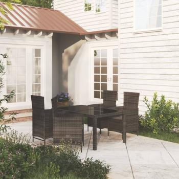 ARDEBO.de - 5-tlg. Garten-Essgruppe mit Kissen Poly Rattan Schwarz