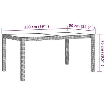 5-tlg. Garten-Essgruppe mit Kissen Poly Rattan Schwarz