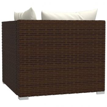 2-Sitzer-Sofa mit Kissen Braun Poly Rattan