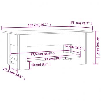 Couchtisch Schwarz 102x55x42 cm Holzwerkstoff