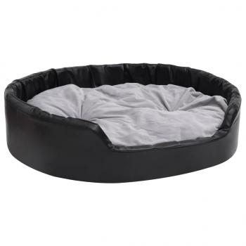 Hundebett Schwarz-Grau 99x89x21 cm Plüsch und Kunstleder