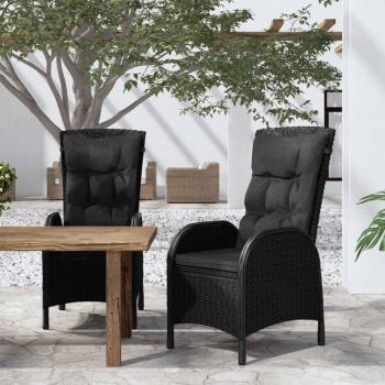 ARDEBO.de - Gartenstühle 2 Stk. Poly Rattan Schwarz