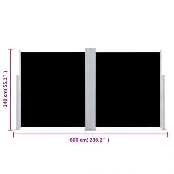 Seitenmarkise Ausziehbar Schwarz 140x600 cm