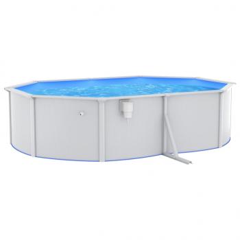 ARDEBO.de - Pool mit Stahlwand Oval 490x360x120 cm Weiß