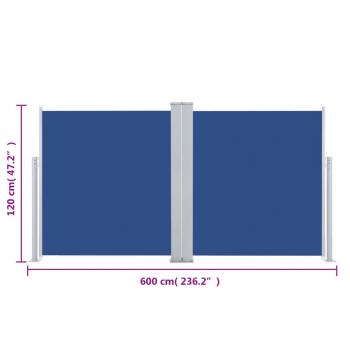 Seitenmarkise Ausziehbar Blau 117x600 cm