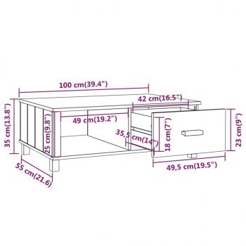 Couchtisch HAMAR Weiß 100x55x35 cm Massivholz Kiefer