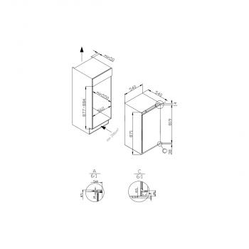 Amica EKS 16171 Einbaukühlschrank mit Gefrierfach, Nischenhöhe: 88cm, 116L, Schlepptürtechnik, LED Beleuchtung, Weiß