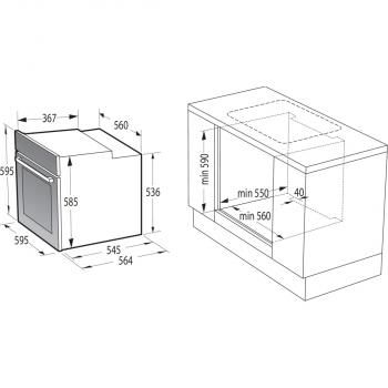 Gorenje BCS6737E06X+ECD634X Einbau-Herset mit Glaskeramikkochfeld (BCS6737E06X+ECD634X), 60cm breit, Heißluft mit Dampf, Pizza Funktion, Edelstahl/Schwarz