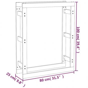 Kaminholzregal Grau 80x25x100 cm Massivholz Kiefer