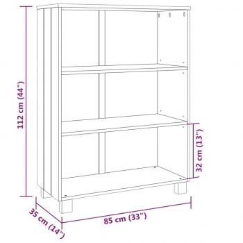 Bücherschrank HAMAR Weiß 85x35x112 cm Massivholz Kiefer