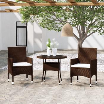 ARDEBO.de - 3-tlg. Garten-Essgruppe Poly Rattan Braun