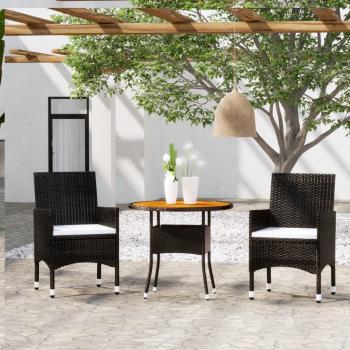 ARDEBO.de - 3-tlg. Garten-Essgruppe Poly Rattan Schwarz