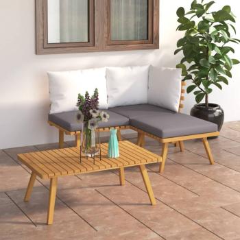 ARDEBO.de - 4-tlg. Garten-Lounge-Set mit Kissen Massivholz Akazie